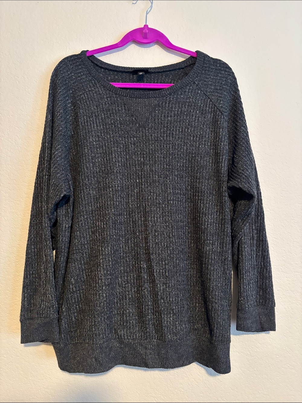 torrid Charcoal Gray Waffle Knit Long Sleeve Tee